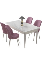 Hanah Home Juego de Comedor de 5 Piezas Blanco y Rosa